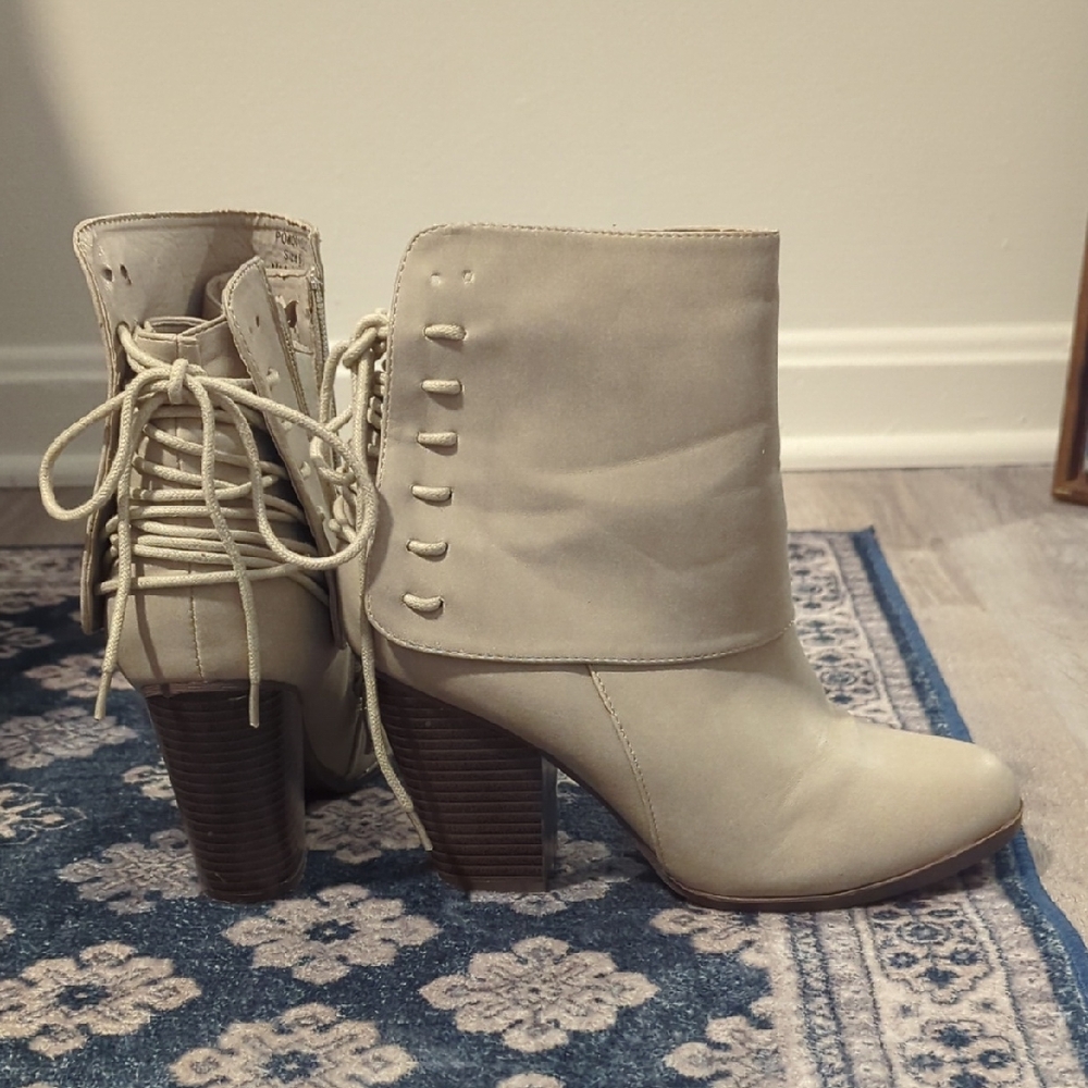 Elegant Cream Ankle Boots